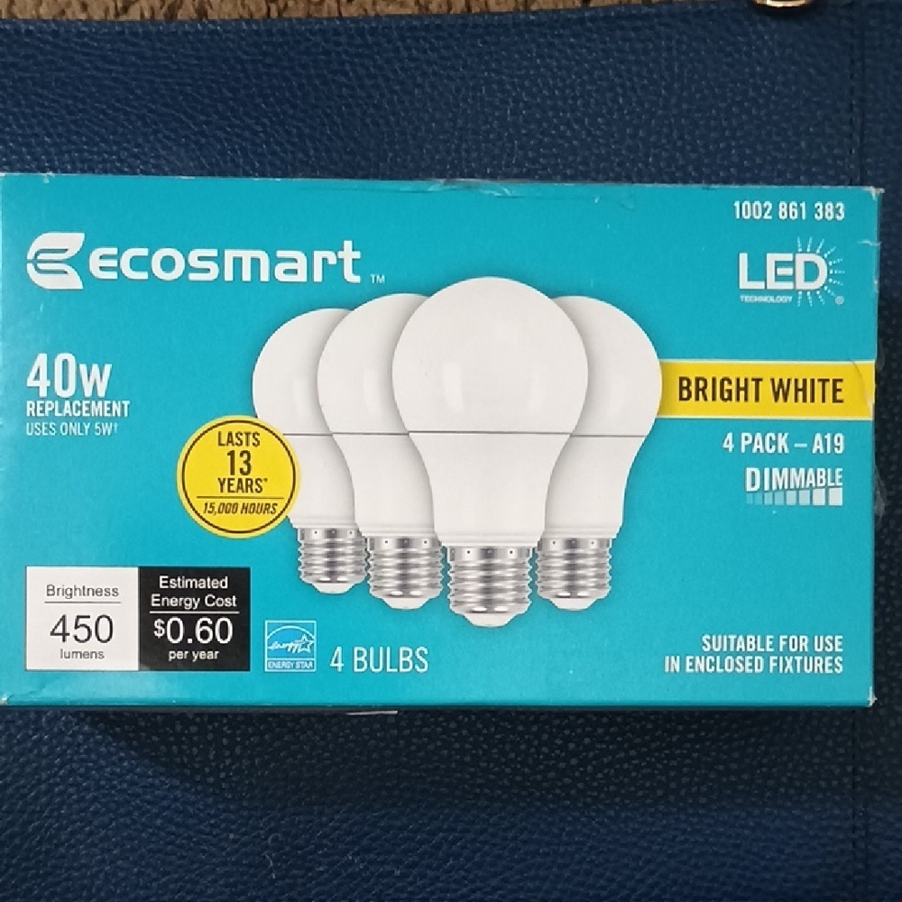 Ecosmart LED Bright White A19 4-Pack Bulbs